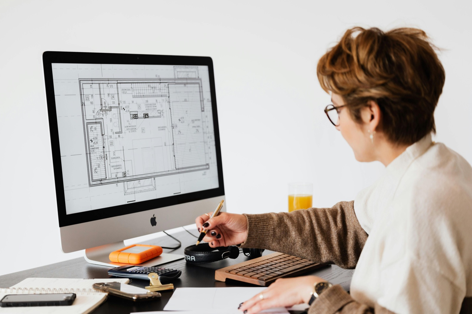 Engineer reviewing fire protection plans on screen